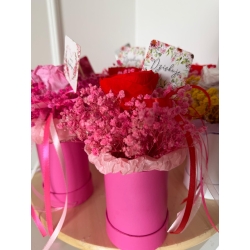 Flower Box Zakończenie Roku Dla Nauczyciela "Różowe Podziękowanie - Jaskier"